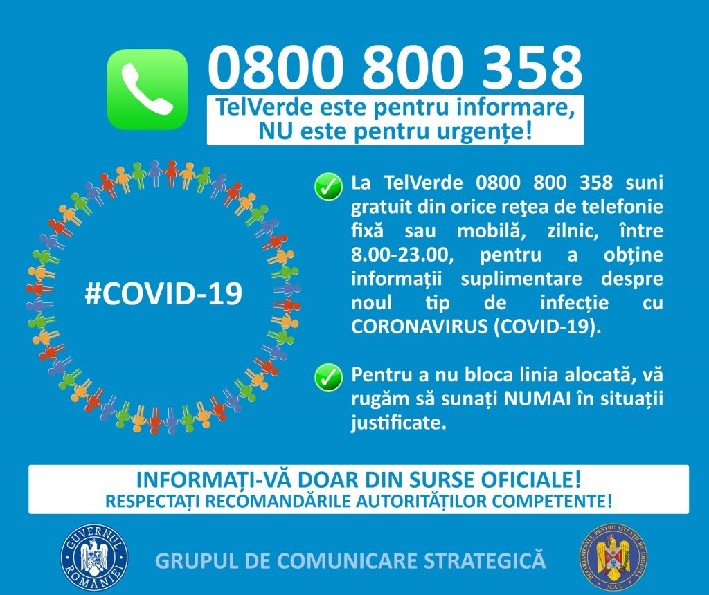 TelVerde este pentru informare, NU este pentru urgente!