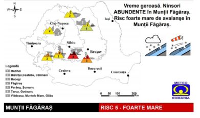 Risc foarte mare de avalanșă în Munții Făgăraș