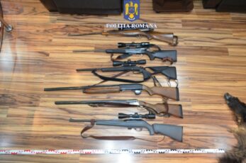 12 arme letale, descoperite de polițiști în Beclean. Un bărbat este acuzat de braconaj