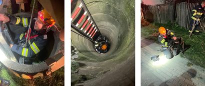 Alpiniștii ISU, chemați să salveze un câine. Patrupedul era într-un puț de peste 10 m