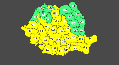 Cod galben de furtuni în județul Brașov: descărcări electrice, averse torenţiale, vijelii şi grindină