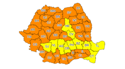Cod portocaliu de caniculă în aproape toată țara