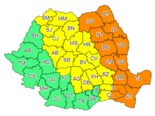 Cod galben de ploi, vânt puternic, grindină şi descărcări electrice