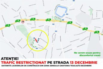 Se închide circulația pe un tronson al străzii 13 Decembrie