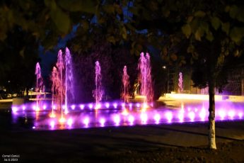 Cum arată noua fântână de la Casa de Cultură, surprinsă în imagini în timpul probelor