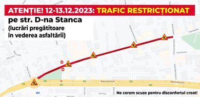 Restricții de circulație și pe str. Doamna Stanca