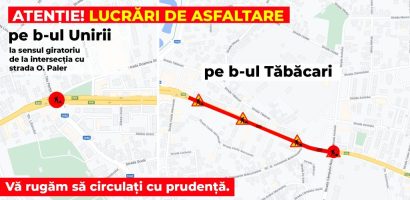 Lucrări de asfaltare pe Bulevardul Tăbăcari