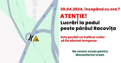 Restricții de trafic pe podul peste pârâul Racovița