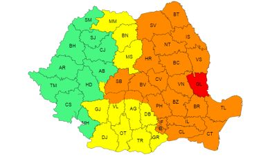Ploi torențiale și vânt puternic. A fost activat Centrul Naţional de Coordonare şi Conducere a Intervenţiei