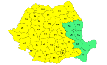 Cod galben: Temperaturi între 30 și 37 de grade