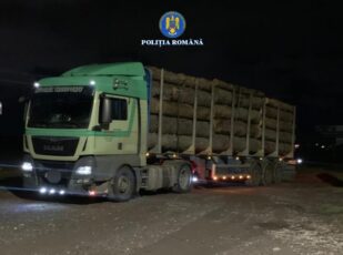Autocamion confiscat de polițiștii brașoveni pentru transport ilegal de lemn