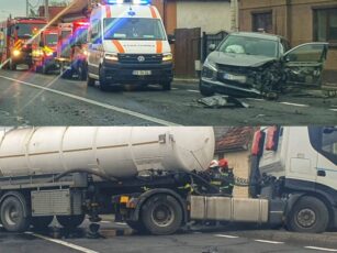 Accident grav la Vlădeni. O cisternă s-a ciocnit cu un autoturism