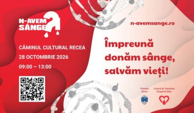 Căminul Cultural din Recea devine punct de recoltare de sânge, pe 28 octombrie